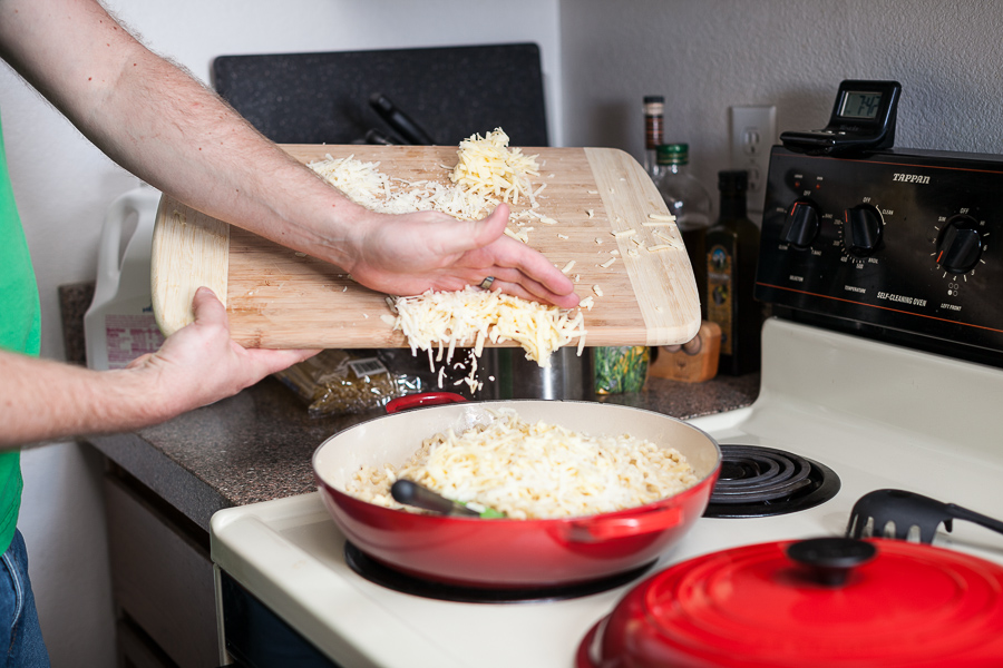 add cheese to pasta on stovetop