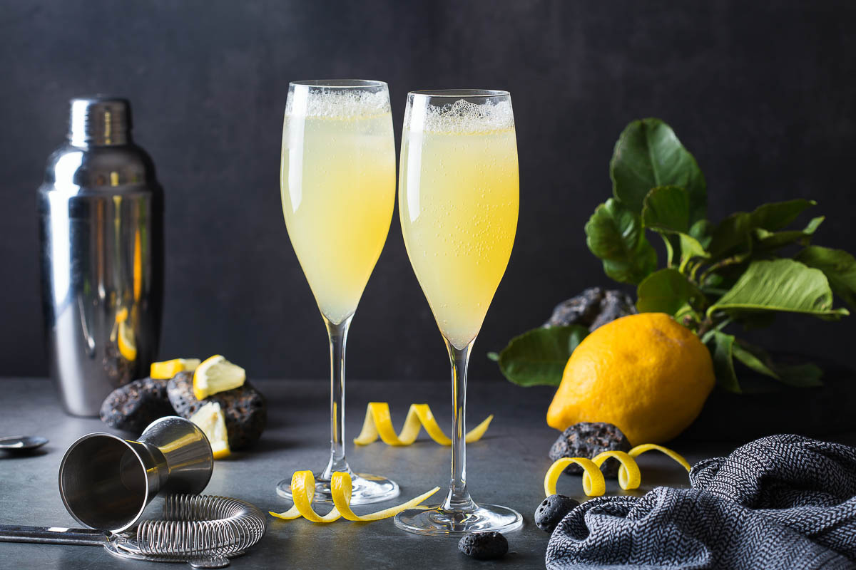 picture of 2 French 75 Champagne cocktails
