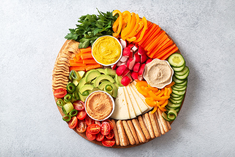 Create a charcuterie board with veggies