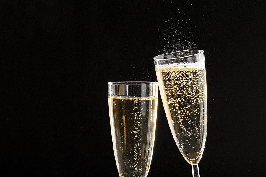 sparkling wine in glasses